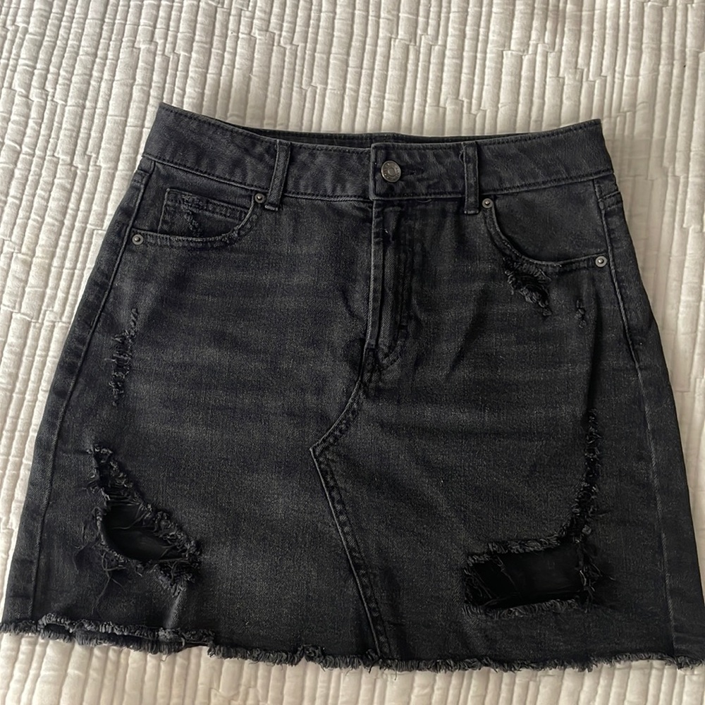 Black denim skirt